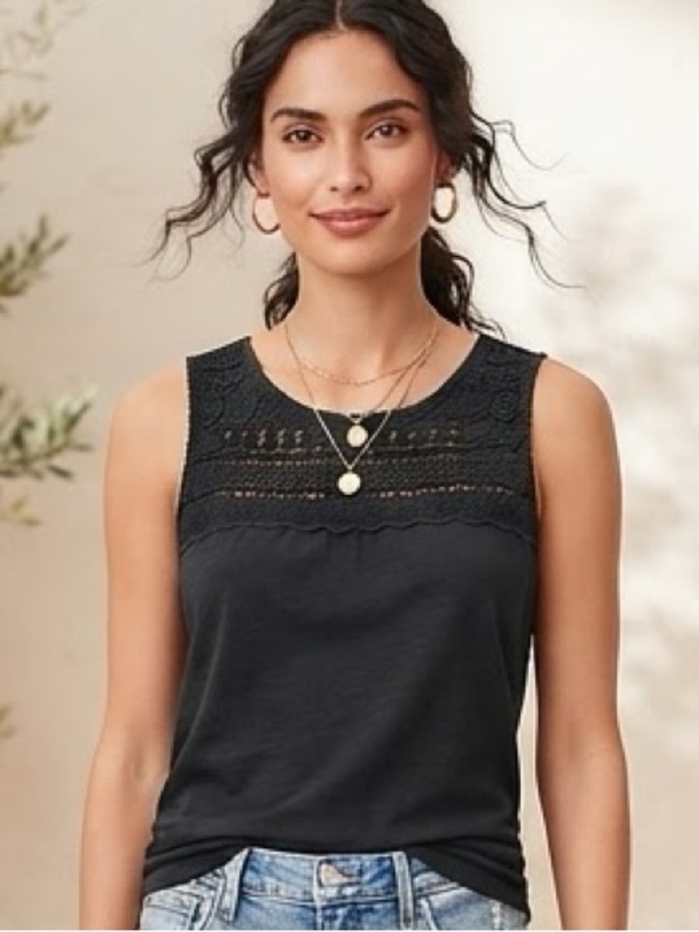 LOFT Black Lace Tank Top
